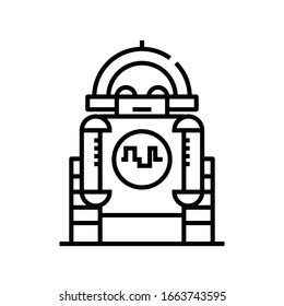 Roboter-Zeilensymbol, Concept-Zeichen, Umriss-Vektorillustration, Linearsymbol.