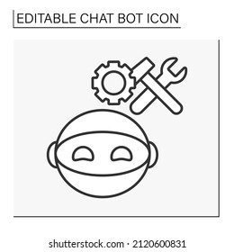  Robot Line Icon. Repair Interface. Instruments. Chatbot Concept. Isolated Vector Illustration. Editable Stroke