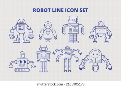 Robot line icon Set 1
