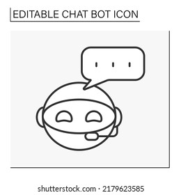  Robot line icon. Smart assistant ponders the answer. Chatbot concept. Isolated vector illustration. Editable stroke