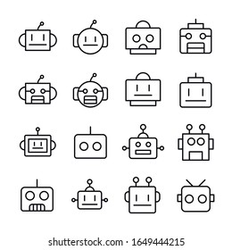 Robot line icons set. Stroke vector elements for trendy design. Simple pictograms for mobile concept and web apps. Vector line icons isolated on a white background. 