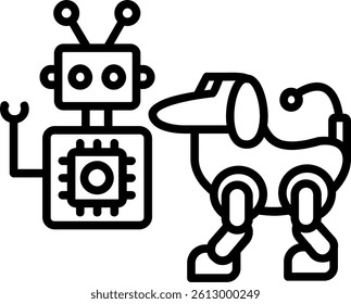 Robot Line Vector Icon Design