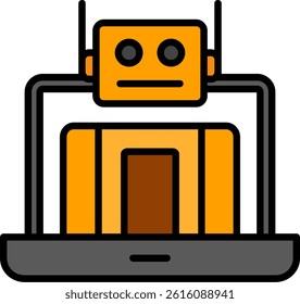 Robot Line Vector Icon Design