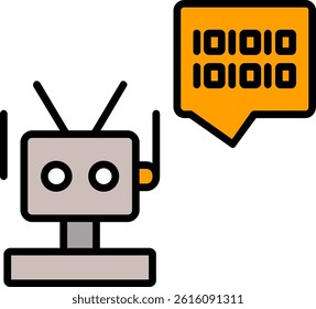 Robot Line Vector Icon Design