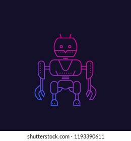 robot, line vector illustration