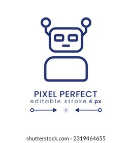 Robot linear desktop icon. Automation technology. Artificial intelligence. Pixel perfect 128x128, outline 4px. GUI, UX design. Isolated user interface element for website. Editable stroke