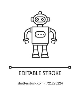 Robot linear icon. Thin line illustration. Contour symbol. Vector isolated outline drawing. Editable stroke