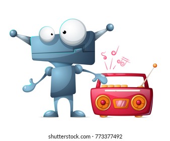 Robot listens to music. Vector eps 10
