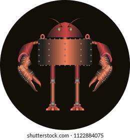 robot lobster on a black background
