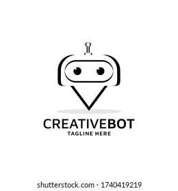 Robot with location logo vector design