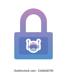 robot lock gradient logo design template icon