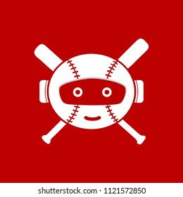 robot logo with baseball bat, robot logo playing baseball