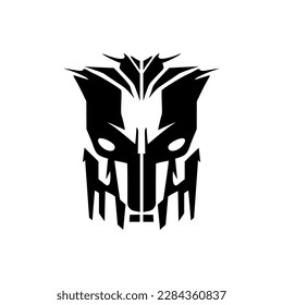 Logotipo de robot en formato vectorial en blanco y negro.