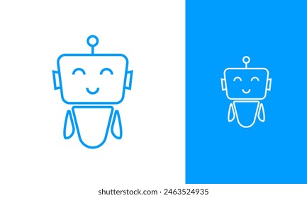 Robot logo design. AI character symbol for modern technology. Robotic vector icon