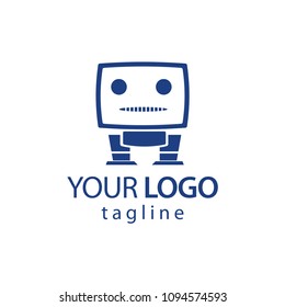 Robot logo design. Blue robot