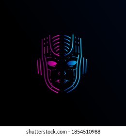 Robot-Logo-Design mit dunklem Hintergrund. Abstraktes menschliches Symbol für die Illustration von Markentechnologie. 