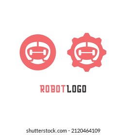 Robot logo design, robot head icon, vector illustrations.