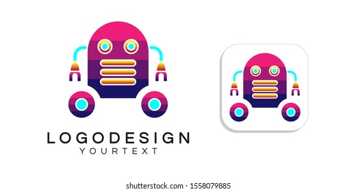 robot logo design. icon app smartphone color full