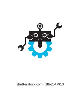 Robot logo design vector icon template
