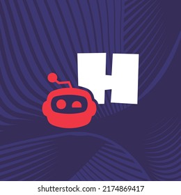 Robot logo design vector template illustration with alphabet H