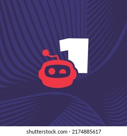 Robot logo design vector template illustration with Number 1