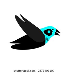 ROBOT LOGO, EMPRIT BIRD, BLACK, LIGHT BLUE HEAD IS FLYING HIGH, VERY NICE