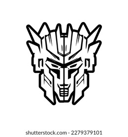 Logo de robots con arte vectorial en blanco y negro.