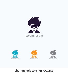 Robot logo, futuristic technology vector