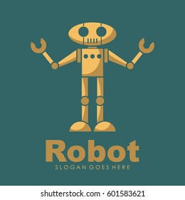 Robot logo, illustration, and icon