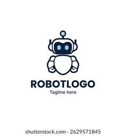 Robot logo, robot line art logo design
