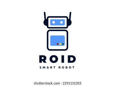 Robot logo, perfect for electronics shop.
