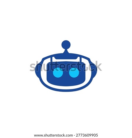 Robot logo template blue design, Robot head with blue eyes and antenna