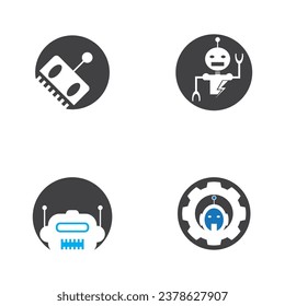 Robot logo template vector icon illustration design