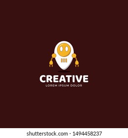 Robot Logo Vector Design. minimalist flat style logo