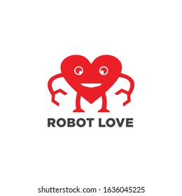 Robot Love Logo Simple Templates and Vector