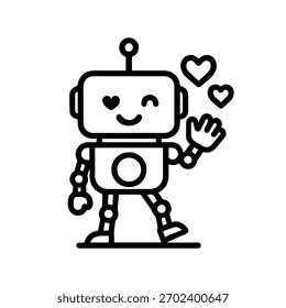 robot in love vector line icon on a white background
Vector line icon