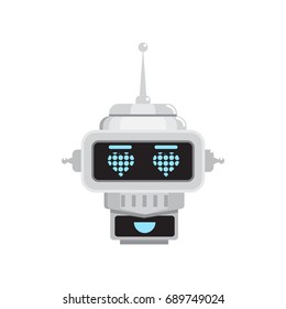 Robot loves human emotion. Emoji Illustrations. Vector illustration.  loves human