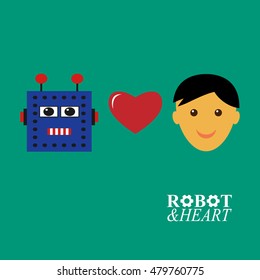 Robot loves human illustration
