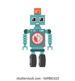 robot machine alarm clock wheel siren vector illustration eps 10