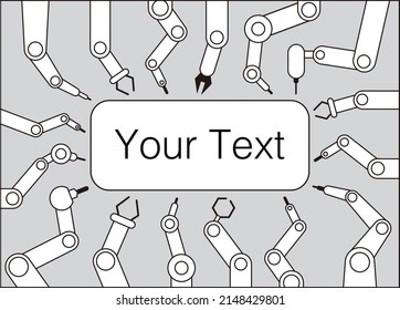 Robot Machine Arms Get Together Focus On The Text, Vector Illustration