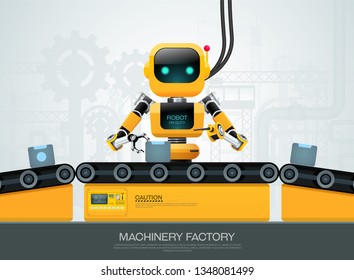 robot machine artificial intelligence technology smart industrial 4.0 control vector illustration