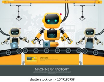 robot machine artificial intelligence technology smart industrial 4.0 control vector illustration