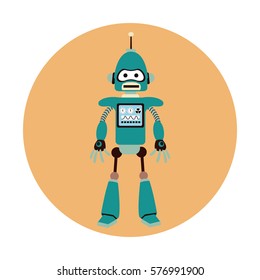 robot machine engineer circle icon