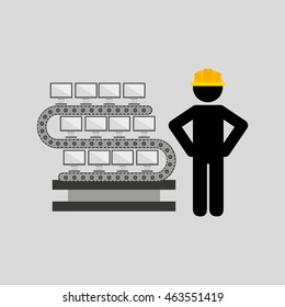 robot machine in house, industry icon, vector illustration