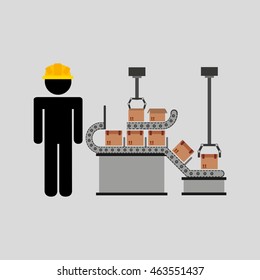robot machine in house, industry icon, vector illustration