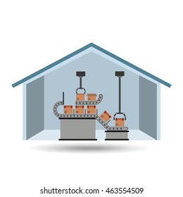 robot machine in house, industry icon, vector illustration