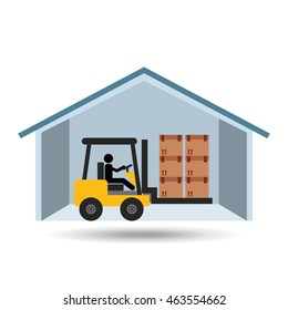 robot machine in house, industry icon, vector illustration