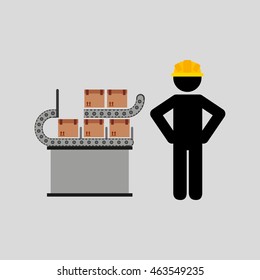 robot machine in house and truck icon, vector illustration