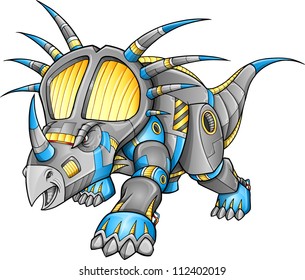 Robot Machine Triceratops Dinosaur Vector Illustration
