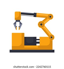 Robot machinery for manufacturing industry on white background. Robotic equipment for factory vector illustration. Technology, machinery, engineering concept